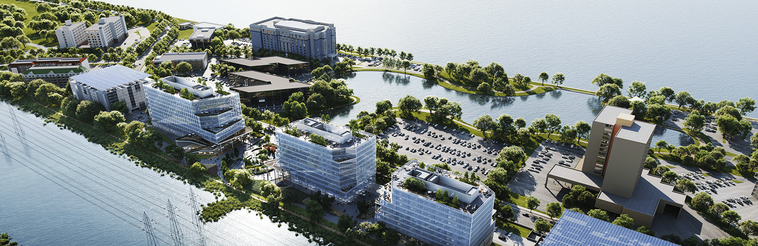 Arquitectura espacios exteriores con construcciones modernas